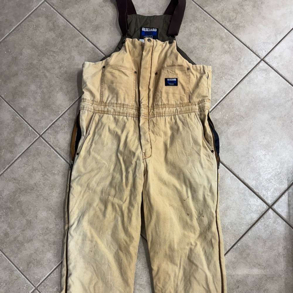 Walls Blizzard Pruf Bibb Coveralls Insulated Outerwear Workwear Tan Overalls L